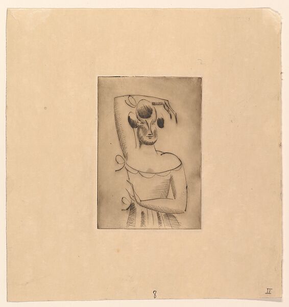 Female Figure (Bust of Woman with Raised Arm), Elie Nadelman (American (born Poland), Warsaw 1882–1946 Riverdale, New York), Drypoint; second state of two 