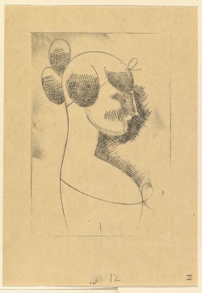 Female Head (Profile Bust of a Girl), Elie Nadelman (American (born Poland), Warsaw 1882–1946 Riverdale, New York), Drypoint; second state of two 