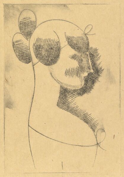 Female Head (Profile Bust of a Girl), Elie Nadelman (American (born Poland), Warsaw 1882–1946 Riverdale, New York), Drypoint; second state of two
