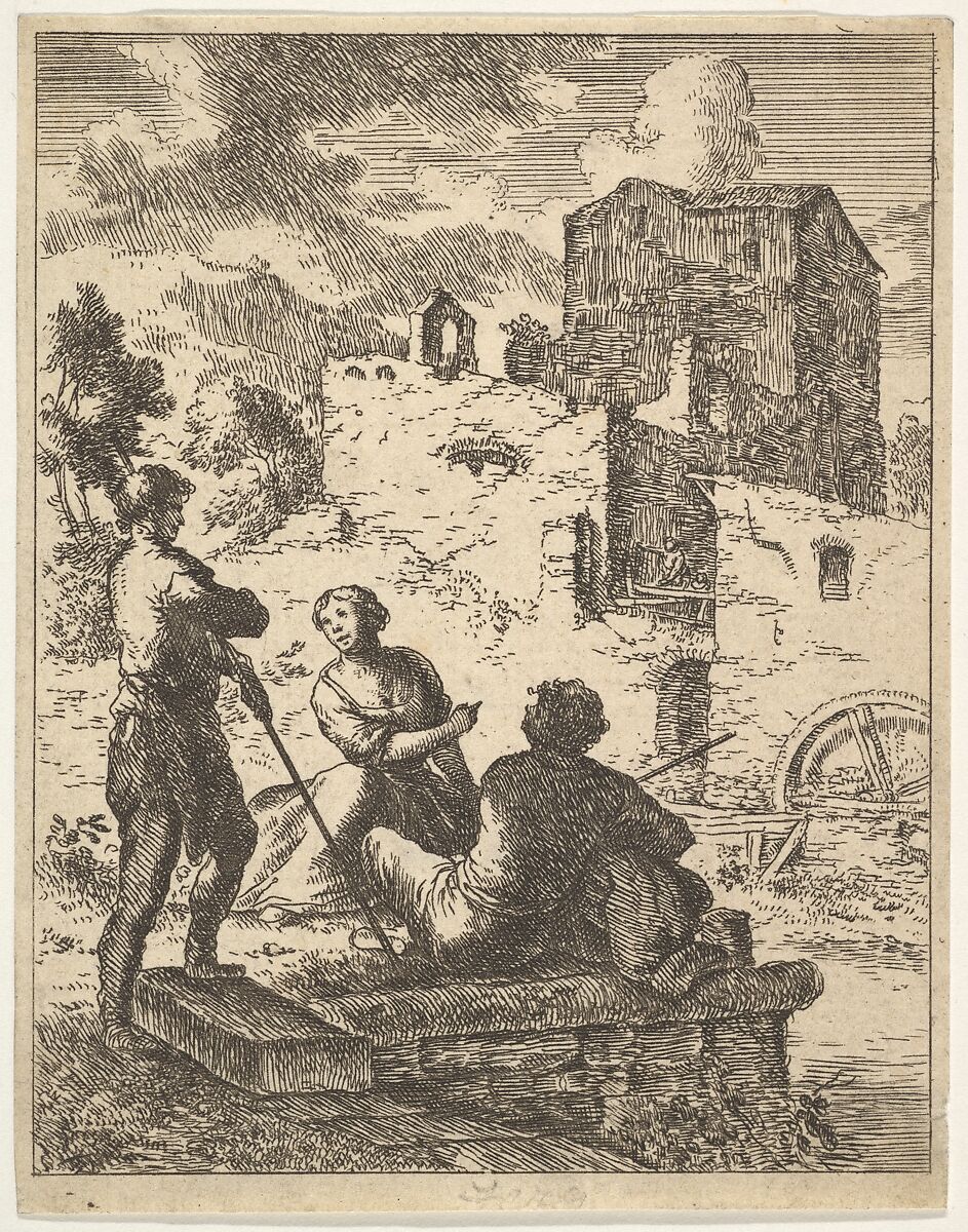 Peasants and a Mill, Franz de Paula Ferg (Austrian, 1689–1740 (active London)), Etching 