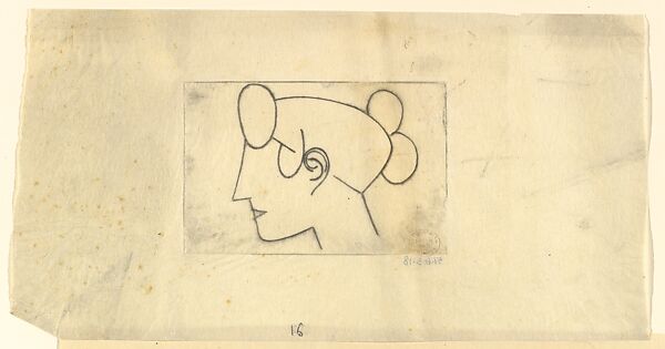 Female Head (Woman's Head in Profile), Elie Nadelman (American (born Poland), Warsaw 1882–1946 Riverdale, New York), Drypoint 