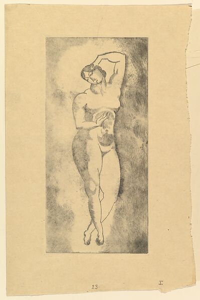 Female nude, standing, Elie Nadelman (American (born Poland), Warsaw 1882–1946 Riverdale, New York), Drypoint; first state of six