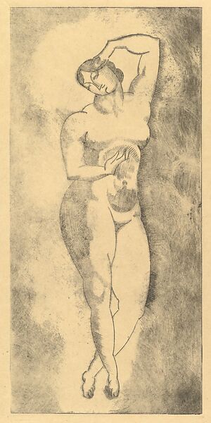 Female nude, standing, Elie Nadelman (American (born Poland), Warsaw 1882–1946 Riverdale, New York), Drypoint; first state of six 