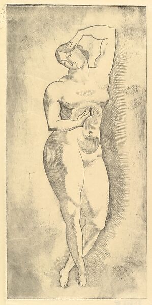 Female Nude, Standing, Elie Nadelman (American (born Poland), Warsaw 1882–1946 Riverdale, New York), Drypoint; second state of six 