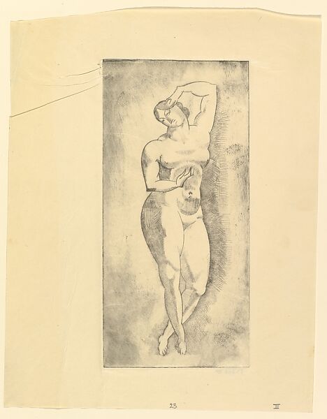 Female Nude, Standing, Elie Nadelman (American (born Poland), Warsaw 1882–1946 Riverdale, New York), Drypoint; second state of six