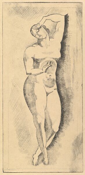 Female nude, standing, Elie Nadelman (American (born Poland), Warsaw 1882–1946 Riverdale, New York), Drypoint; fifth state of six