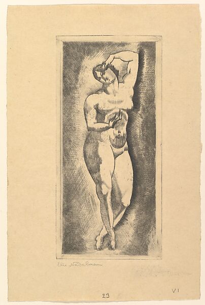 Female nude, standing, Elie Nadelman (American (born Poland), Warsaw 1882–1946 Riverdale, New York), Drypoint; sixth state of six 