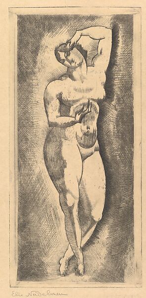 Female nude, standing, Elie Nadelman (American (born Poland), Warsaw 1882–1946 Riverdale, New York), Drypoint; sixth state of six