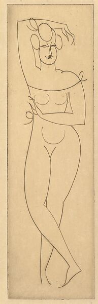 Female Nude, Standing, Elie Nadelman (American (born Poland), Warsaw 1882–1946 Riverdale, New York), Drypoint
