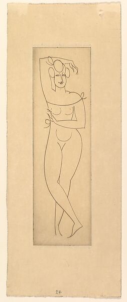 Female Nude, Standing, Elie Nadelman (American (born Poland), Warsaw 1882–1946 Riverdale, New York), Drypoint 