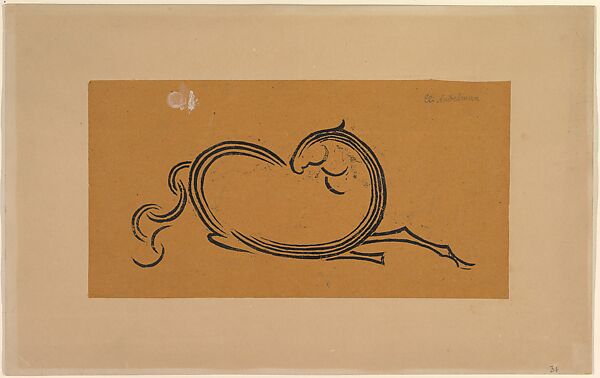 Horse, Elie Nadelman (American (born Poland), Warsaw 1882–1946 Riverdale, New York), Linoleum cut on brown paper 