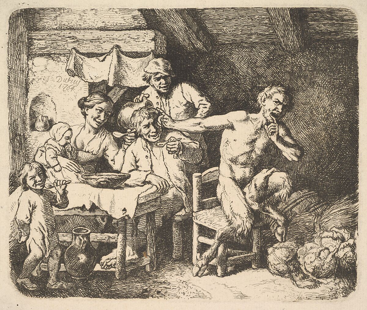 The Satyr and the Peasant, Christian Wilhelm Ernst Dietrich (German, Weimar 1712–1774 Dresden), Etching; second state of four. 