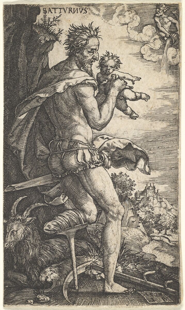 Saturn from The Gods Who Preside Over the Planets, Master I.B. (German, active 1525–1530), Etching 
