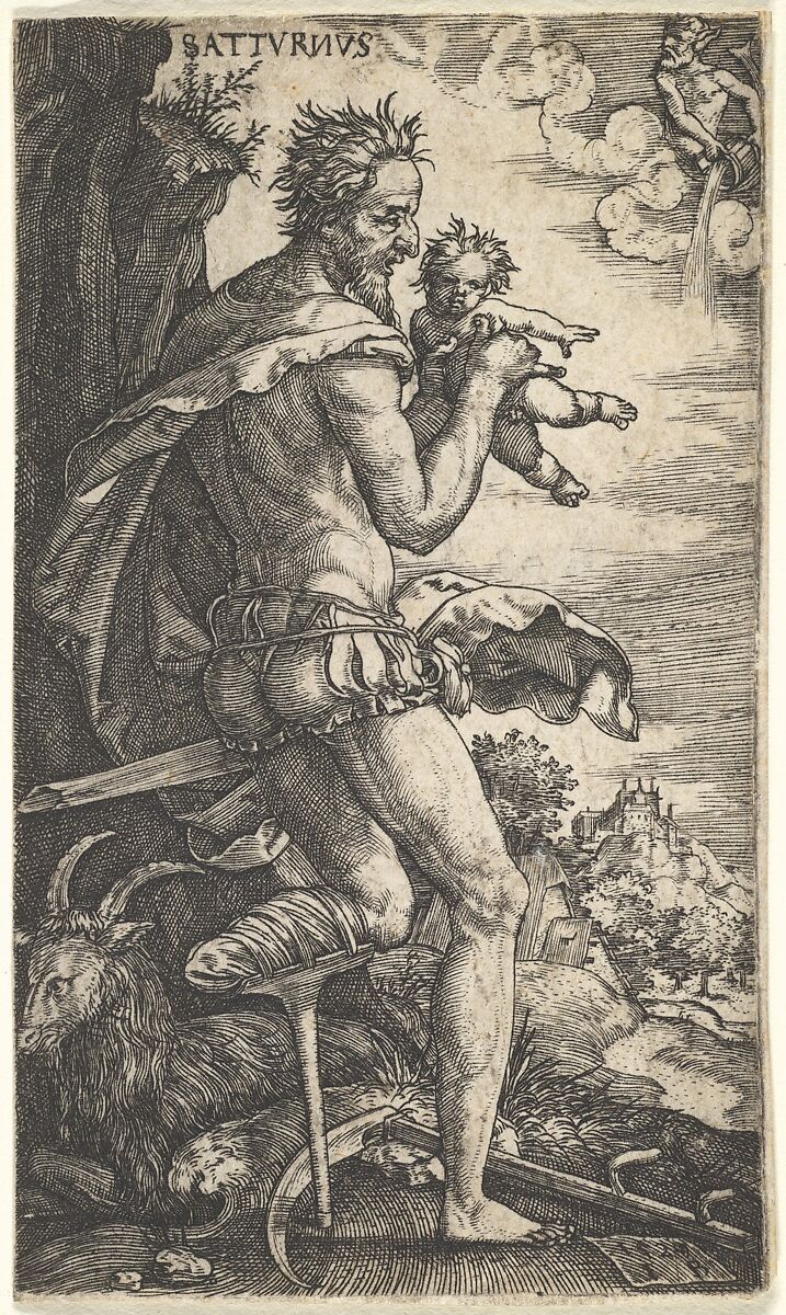 Saturn, from "The Gods Who Preside Over the Planets", Master I.B. (German, active 1525–1530), Etching 