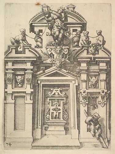 Design for an Architectural Structure with a Hunting Theme , Plate 74 from Dietterlin's Architettura