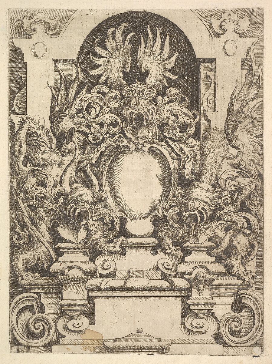 Design for a Cartouche, Plate from Dietterlin's Architecttura, Wendel Dietterlin, the Elder (German, Pfullendorf 1550/51–ca. 1599 Strasbourg), Etching 
