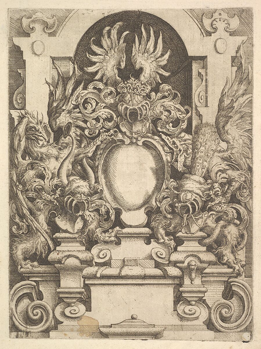 Design for a Cartouche, plate from "Architettura", Wendel Dietterlin, the Elder (German, Pfullendorf 1550/51–ca. 1599 Strasbourg), Etching 