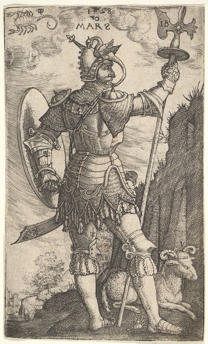 Mars from The Gods Who Preside Over the Planet, Master I.B. (German, active 1525–1530), Etching 