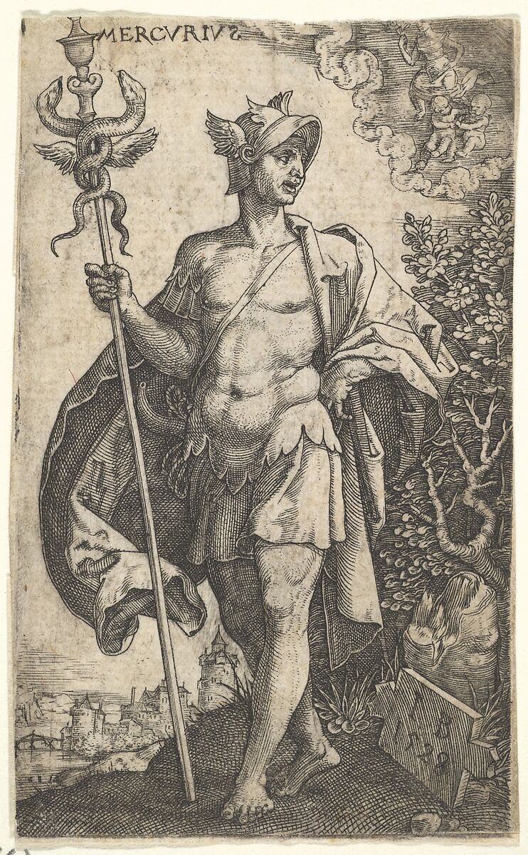 Mercury, from "The Gods Who Preside Over the Planets", Master I.B. (German, active 1525–1530), Etching 