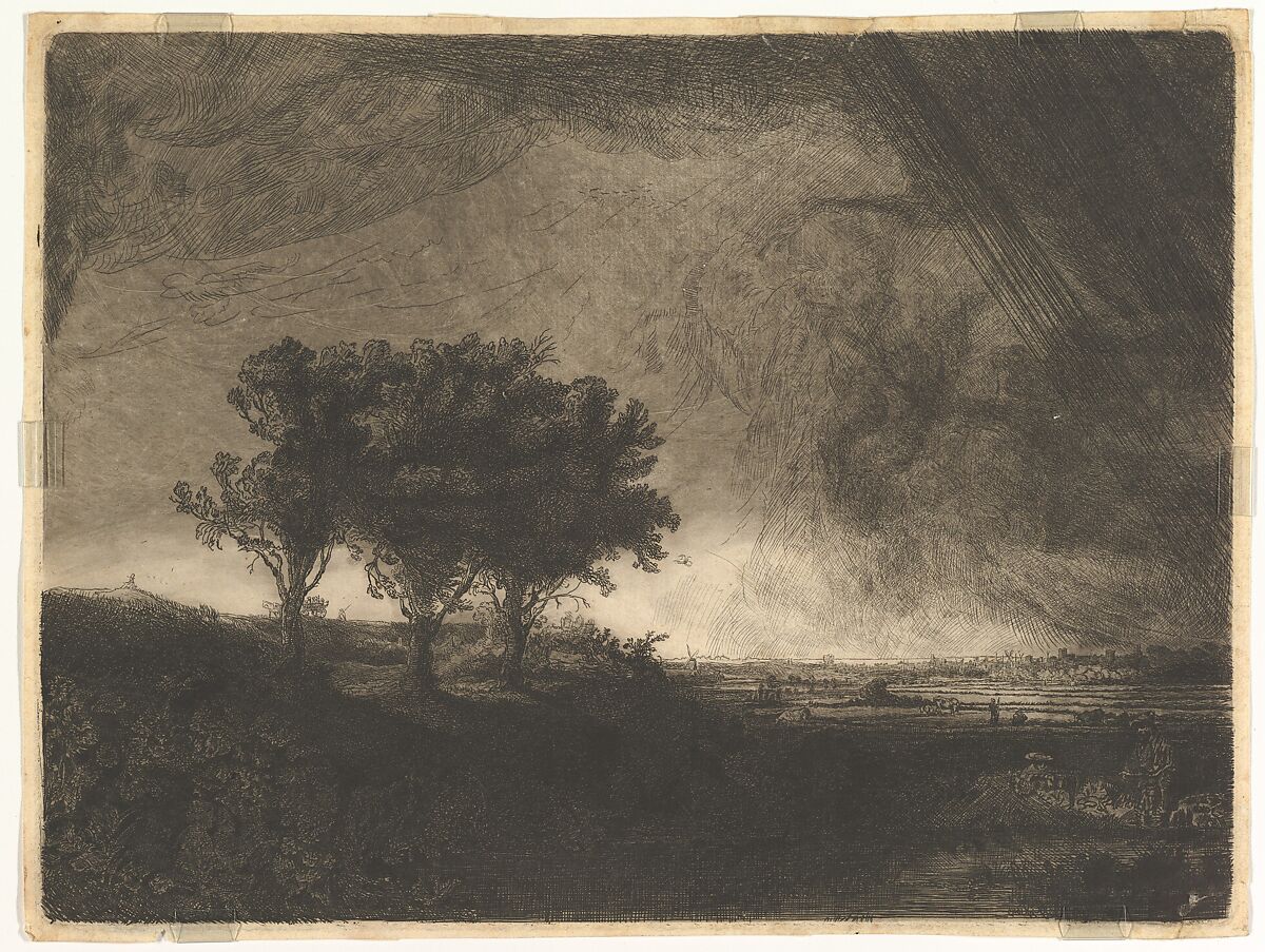 The Three Trees, after Rembrandt, Captain William E. Baillie (Irish, Kilbride, County Carlow 1723–1810 London), Etching with plate tone; third state of six 