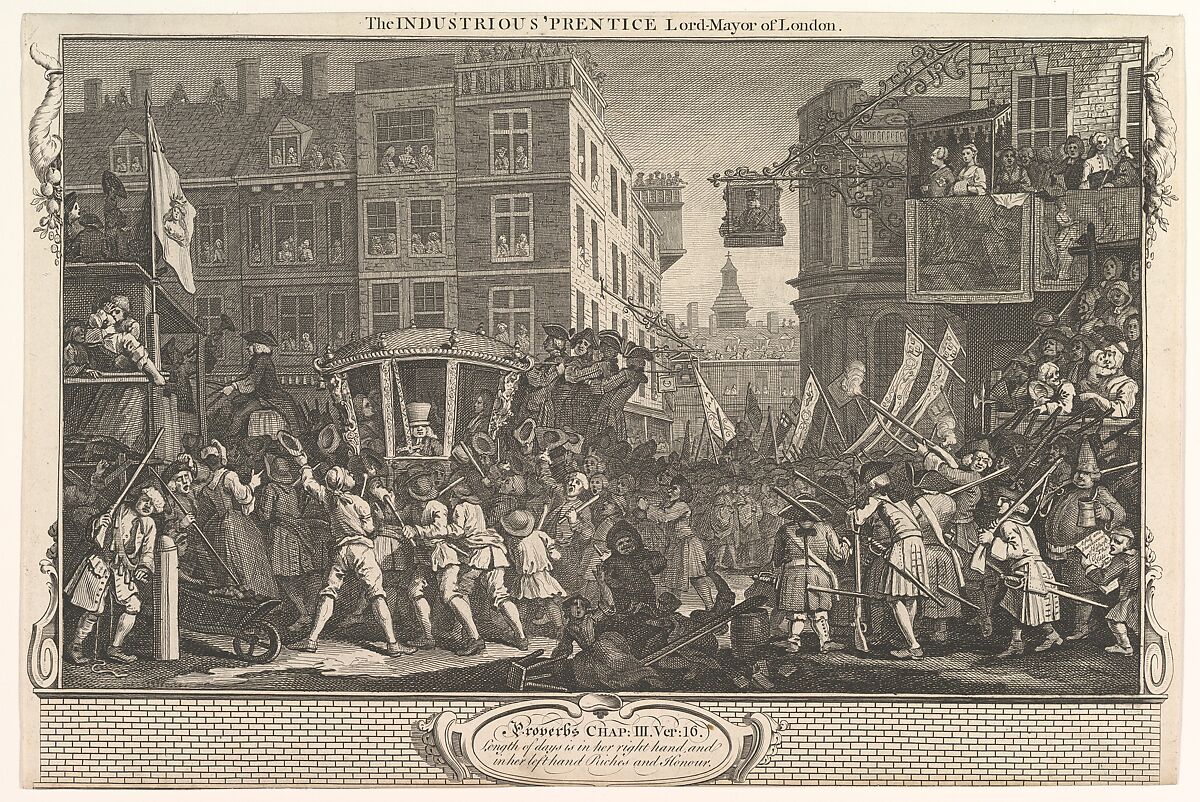 The Industrious 'Prentice Lord Mayor of London (Industry and Idleness, plate12), William Hogarth (British, London 1697–1764 London), Etching and engraving; third state of three 