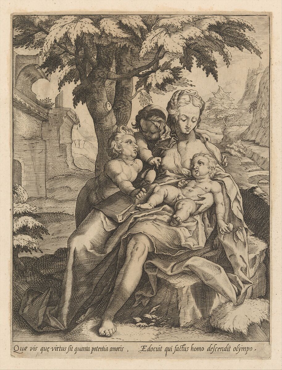 Charity, Goltzius School (Netherlandish), Engraving 