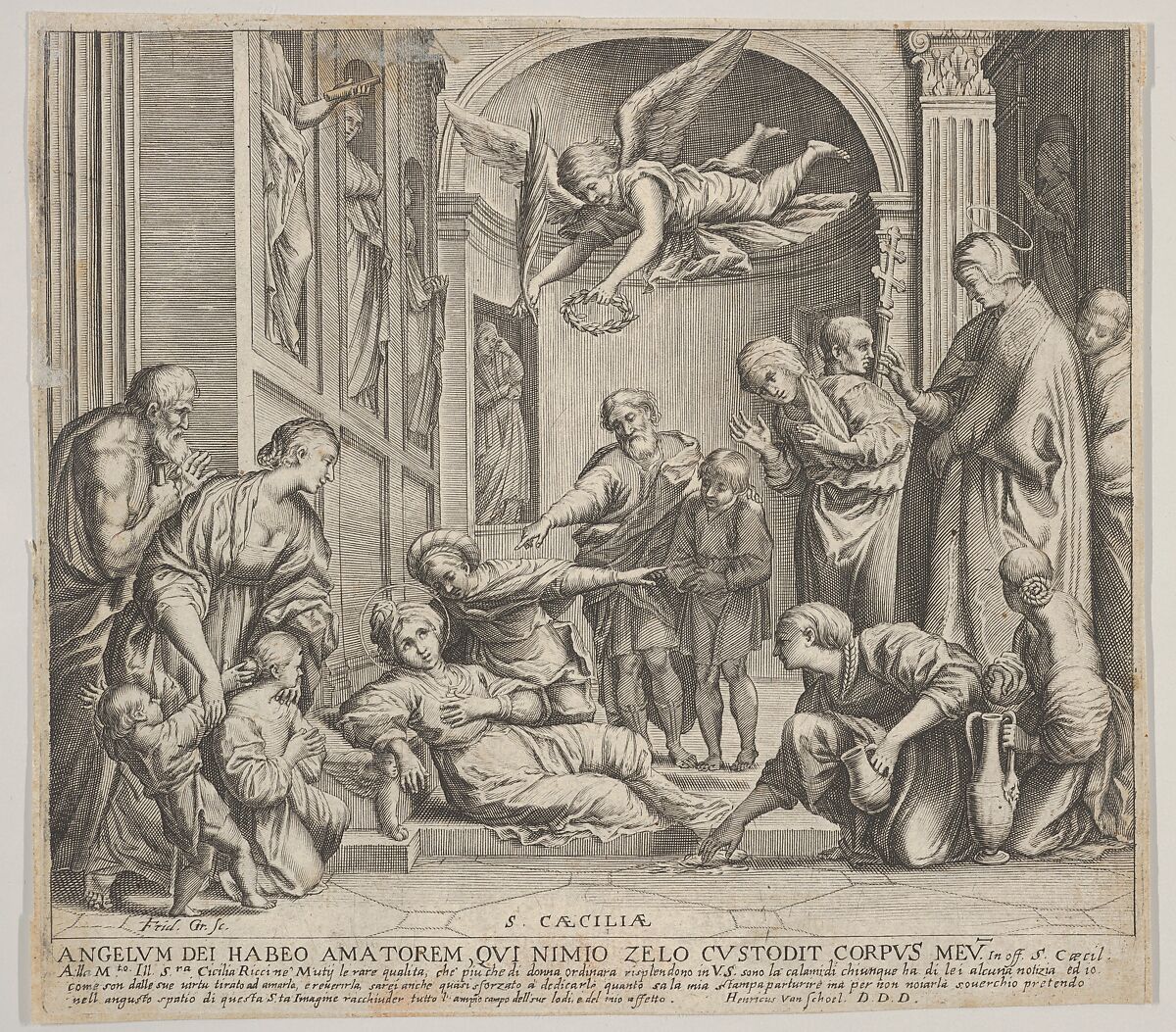 The death of St Cecilia, Johann Friedrich Greuter (German, active Rome, ca. 1590/93–1662), Engraving 