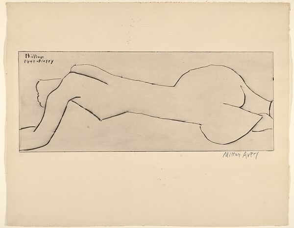 Nude with Long Torso, Milton Avery (American, Altmar, New York 1885–1965 New York), Drypoint 
