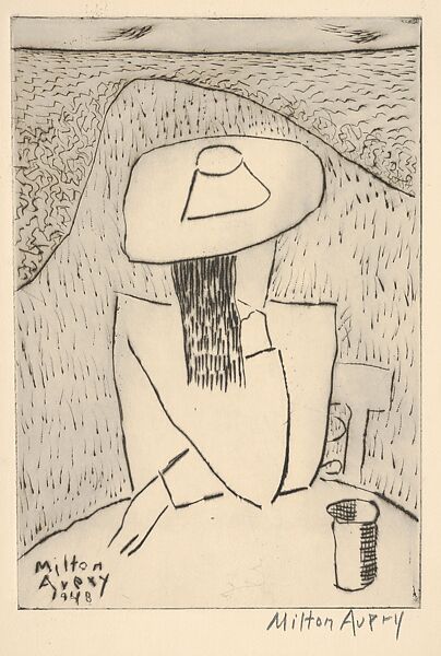 March at Table, Milton Avery (American, Altmar, New York 1885–1965 New York), Drypoint 