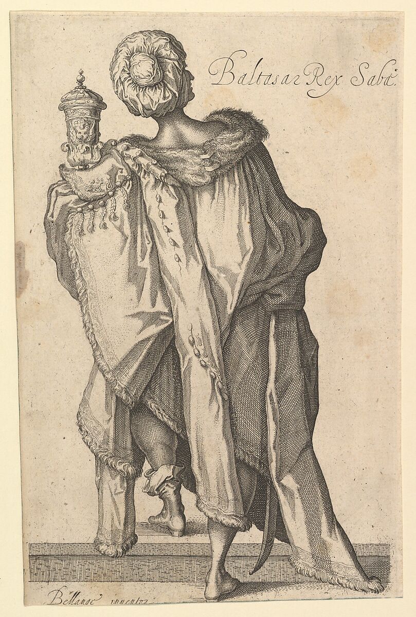 Balthasar, after figure in "The Adoration of the Magi" by Jacques Bellange, Matthäus Merian the Elder (Swiss, Basel 1593–1650 Schwalbach), Etching 