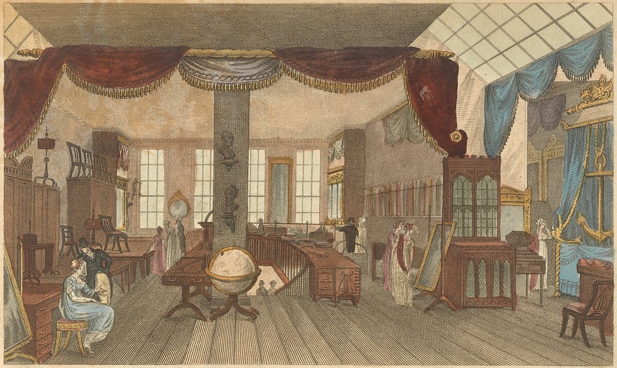 The Repository of Arts, Literature, Commerce, Manufactures, Fashions, and Politics, 1st series, vol. 2, Rudolph Ackermann, London (British, active 1794–1832), Illustrations: hand-colored etching, engraving, woodcut, and textile samples 