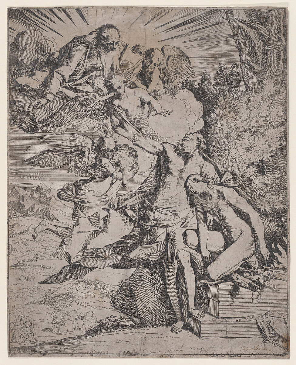 The Sacrifice of Isaac by his Father Abraham, Pietro Testa (Italian, Lucca 1612–1650 Rome), Etching 
