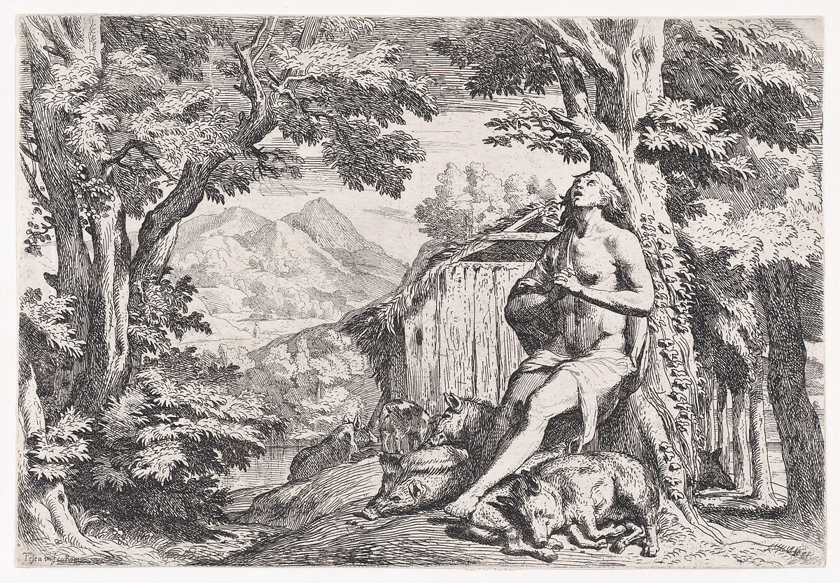 The Prodigal Son Among the Swine, Pietro Testa (Italian, Lucca 1612–1650 Rome), Etching 