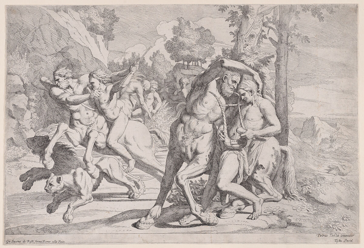 The Education of Achilles, Giovanni Cesare Testa (Italian, ca. 1630–1655), Etching 