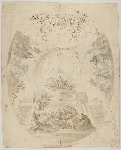 Design for a ceiling fresco with scenes from the life of Saint Barbara