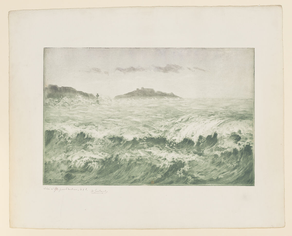 La Vague, Marseille, ou le Mistral, Marseille (The Wave or the Mistral, Marseille), Henri-Charles Guérard  French, Etching and drypoint printed in green ink