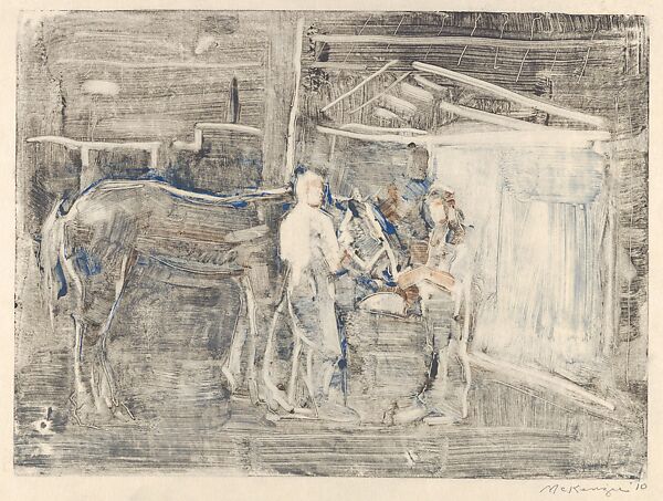 Horse Barns, Mary Beth McKenzie (American, born Cleveland, Ohio, 1946), A series of 17 monotypes 