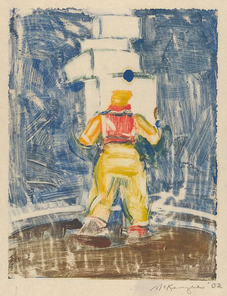 Clown Balancing Boxes, Mary Beth McKenzie (American, born Cleveland, Ohio, 1946), Monotype 