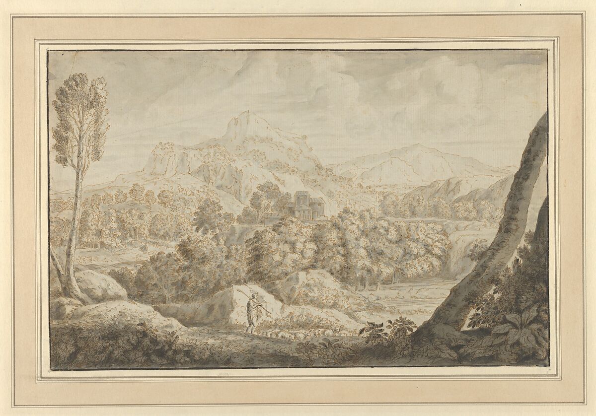 Landscape, Anonymous, Dutch, 17th century ?, Pen and ink wash 