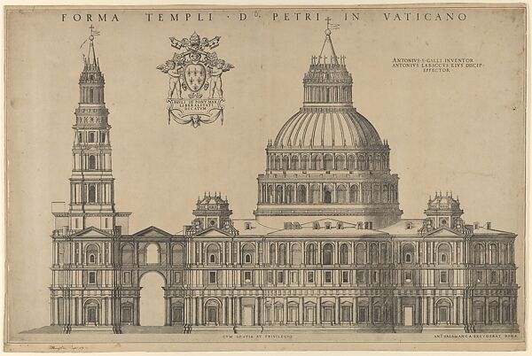 Antonio da Sangallo's project for St. Peters, plan of the façade extended to the left with a tower