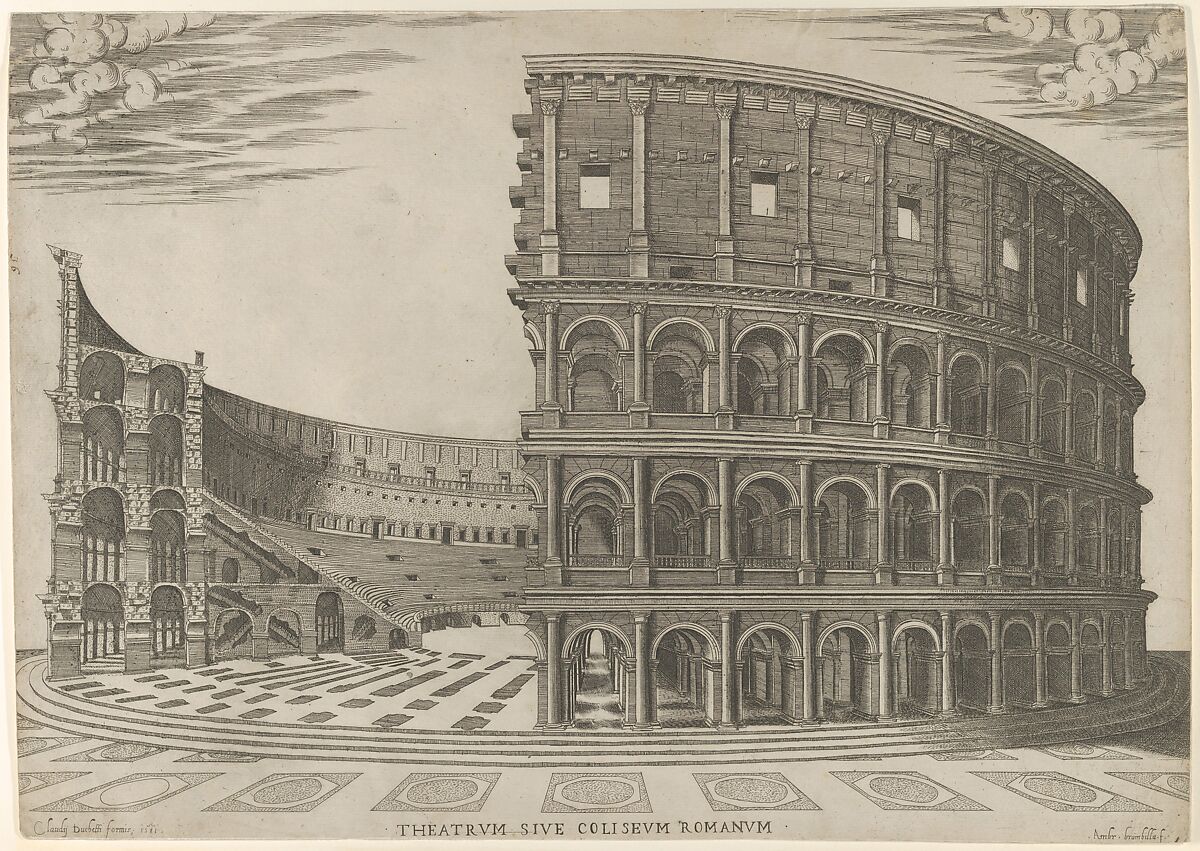 Giovanni Ambrogio Brambilla | Section and elevation of the Colosseum in ...