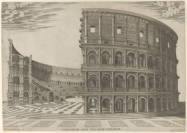 Section and elevation of the Colosseum in Rome