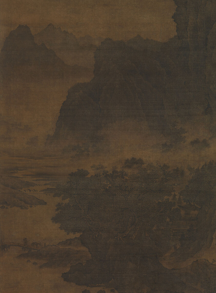 Landscape in the style of Fan Kuan, Unidentified artist Chinese, active 12th century, Hanging scroll; ink and color on silk, China