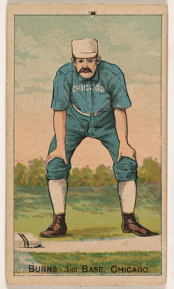 Burns, 3rd Base, Chicago, from the Gold Coin series (N284) for Gold Coin Chewing Tobacco, D. Buchner &amp; Co., New York (American, 19th century), Commercial color lithograph reproducing drawing 