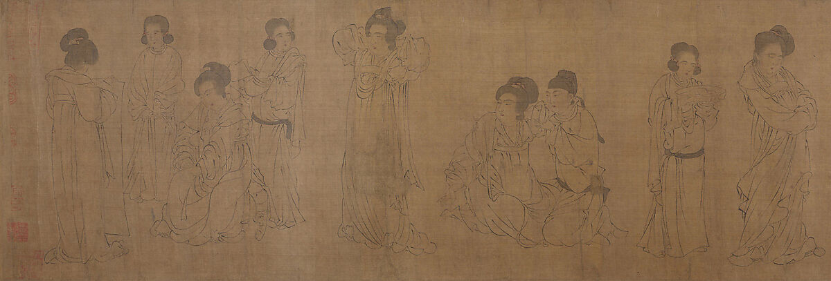 In the Palace, Unidentified artist Chinese, active early 12th century, Handscroll; ink and touches of color on silk, China