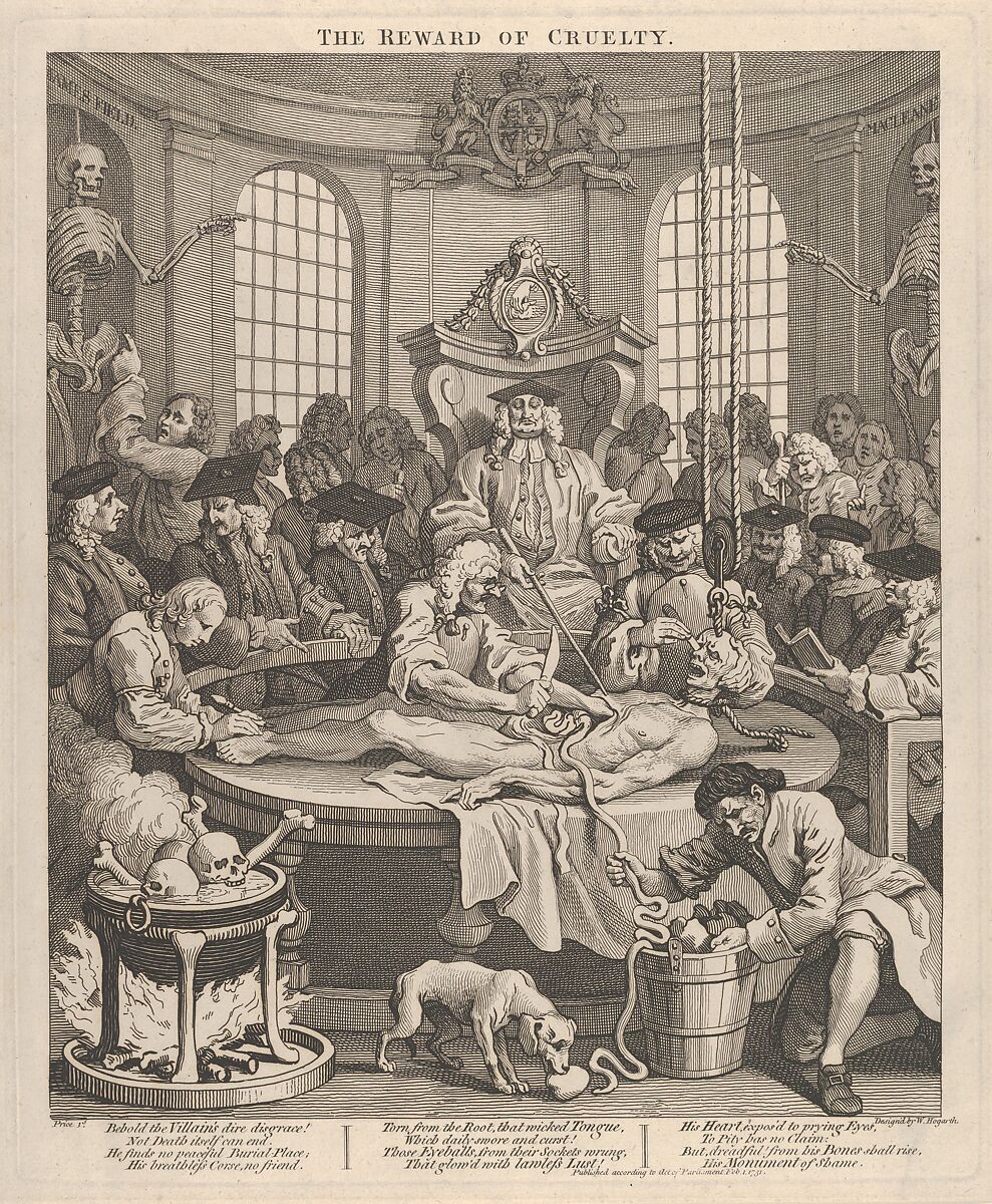 The Reward of Cruelty (The Four Stages of Cruelty), William Hogarth (British, London 1697–1764 London), Etching and engraving; third state of three 