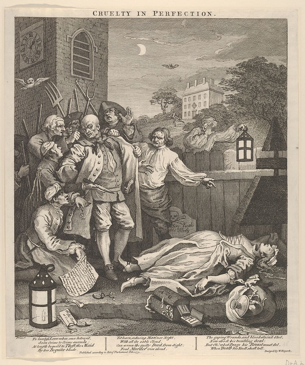 Cruelty in Perfection (The Four Stages of Cruelty), William Hogarth (British, London 1697–1764 London), Etching and engraving; only state 