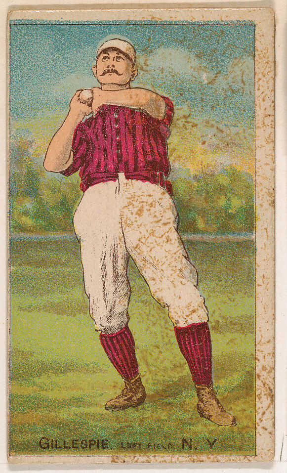 Morrill (Hands Outstretched), 1st Base, Boston, from the Gold Coin series (N284) for Gold Coin Chewing Tobacco, Issued by D. Buchner &amp; Co., New York (American, 19th century), Commercial color lithograph reproducing drawing