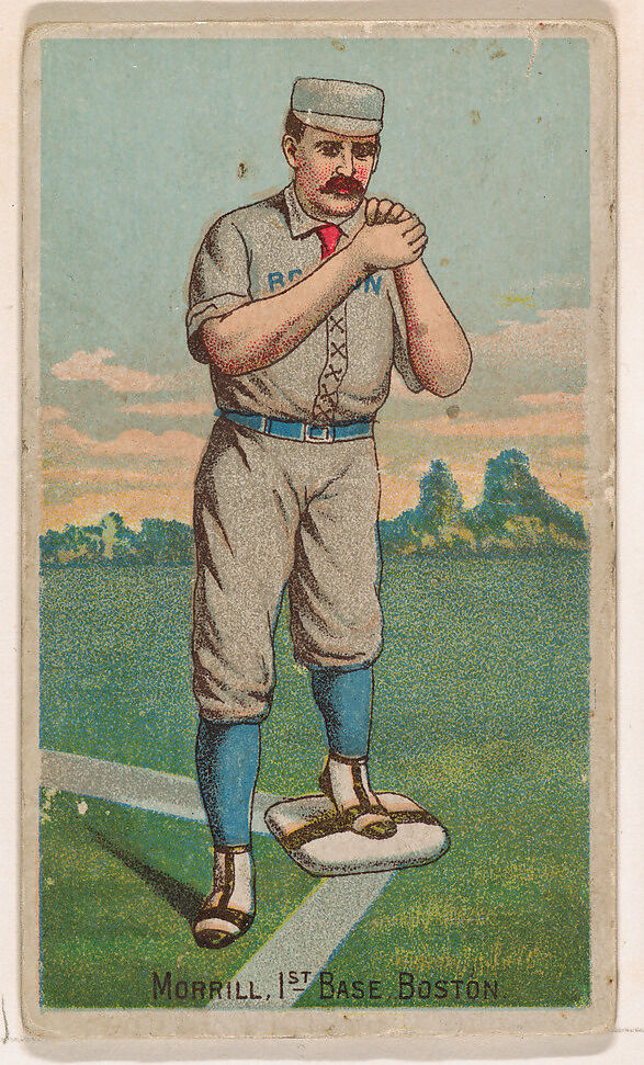 Morrill, 1st Base, Boston, from the Gold Coin series (N284) for Gold Coin Chewing Tobacco, Issued by D. Buchner &amp; Co., New York (American, 19th century), Commercial color lithograph reproducing drawing 