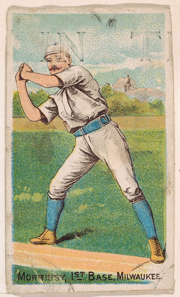 Morrissy, 1st Base, Milwaukee, from the Gold Coin series (N284) for Gold Coin Chewing Tobacco, D. Buchner &amp; Co., New York (American, 19th century), Commercial color lithograph reproducing drawing 